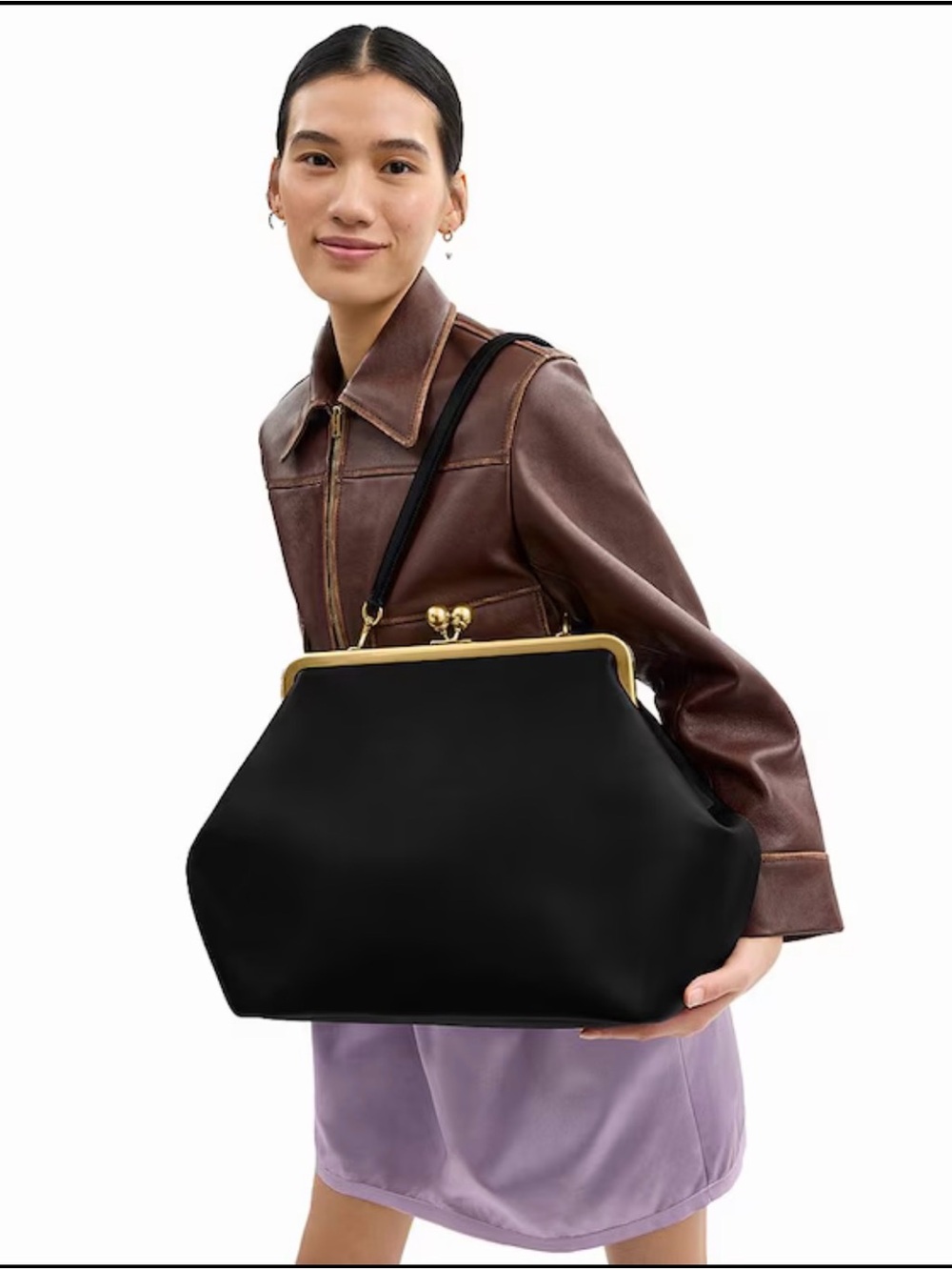 Coach Large Oversized Kisslock Frame Shoulder Clutch Bag